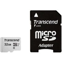 Карта памяти MicroSD 32GB Transcend, TLC, UHS-I, U1, до 60MB/s + SD Adapter (TS32GUSD300S-A)