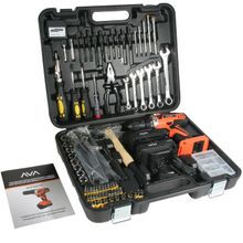 Дрель-шуруповерт AVA AV-PTSET75 аккумуляторная, набор 75 предметов