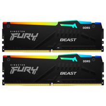 Оперативная память DDR5 DIMM 16GB(8GBx2)/5600MHz Kingston Fury Beast RGB (KF556C40BBAK2-16)
